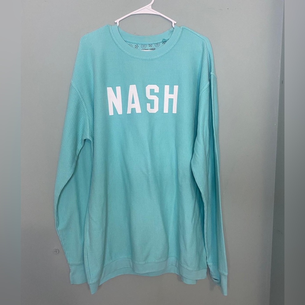 Ash Women’s Aqua Crewneck Sweatshirt with NASH Lettering